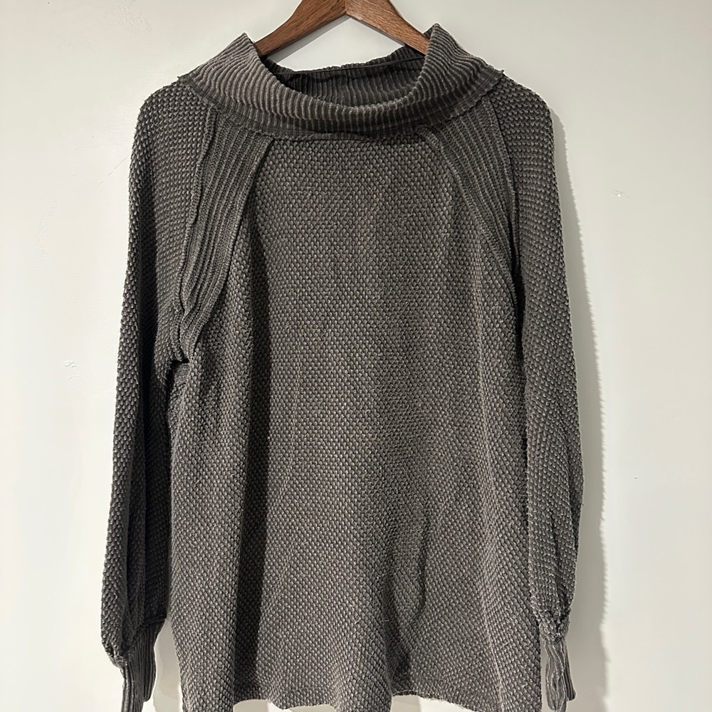 We The Free Charcoal Cowl Neck Sweater